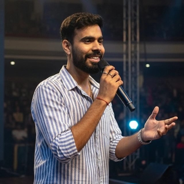 Pranav Golechha speaking on stage